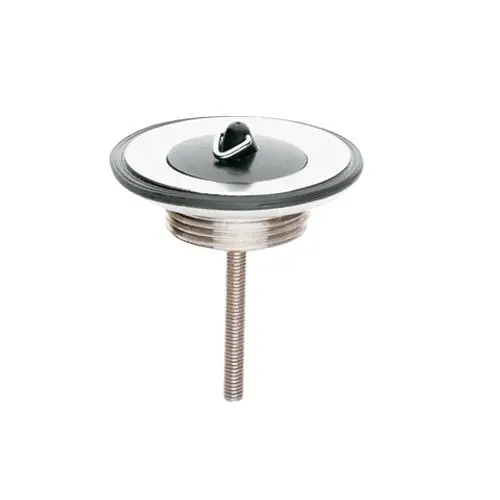 Ein Chrom-Zapfhahn-Aufsatz mit einem runden, schwarzen Deckel und einer Schraube für die Montage, ideal für Badezimmer- oder Küchenarmaturen.